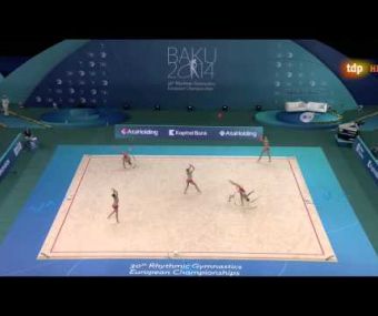 2014 Rhythmic Gymnastics European Championships. Groups. 3+2 Final. Russia. 18.366